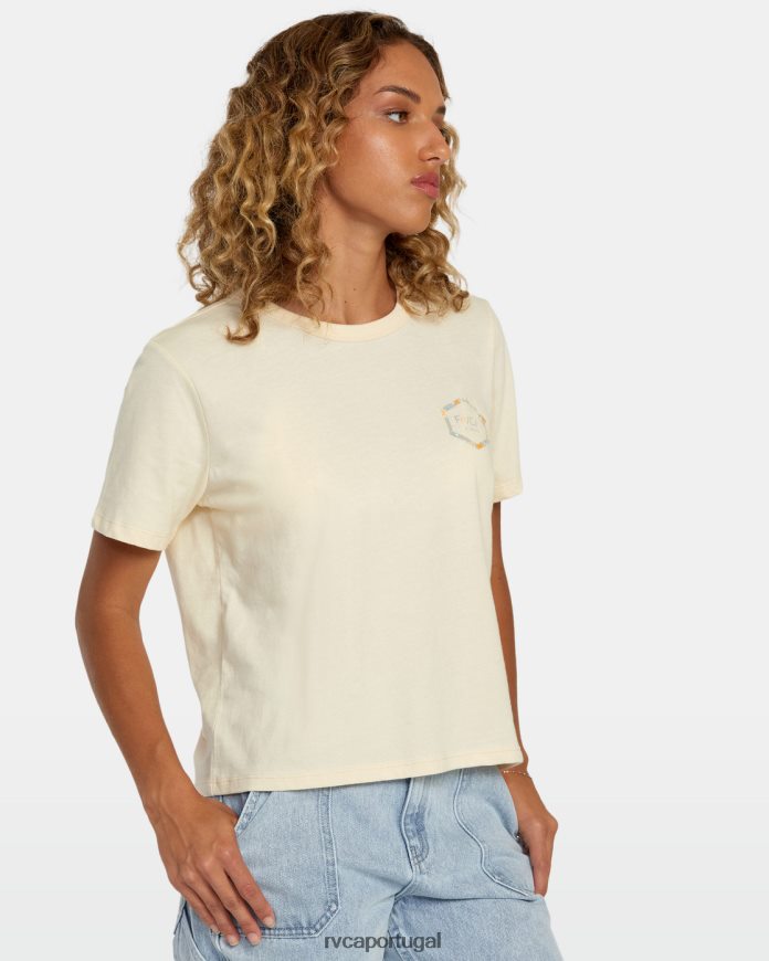 roupas RVCA mulheres camiseta hexagonal havaí creme N00F2H172