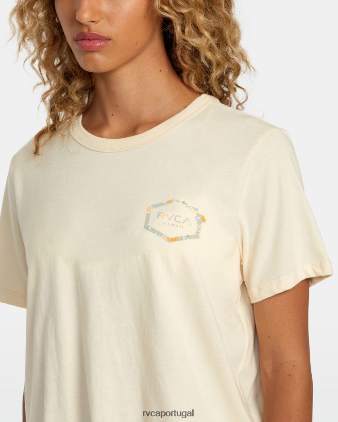 roupas RVCA mulheres camiseta hexagonal havaí creme N00F2H172