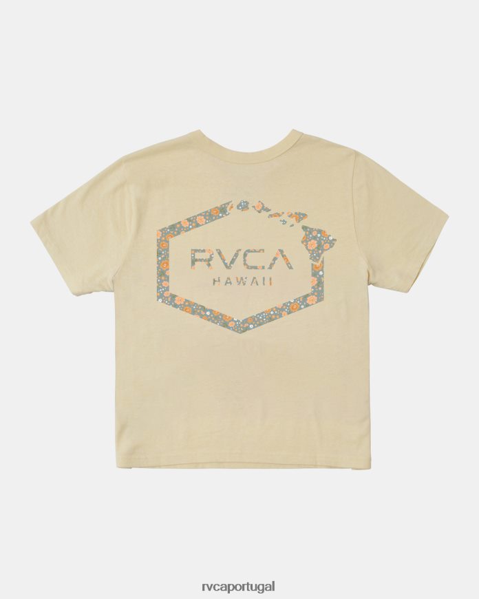 roupas RVCA mulheres camiseta hexagonal havaí creme N00F2H172