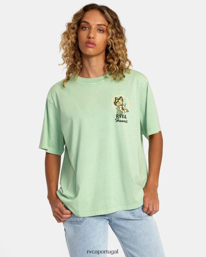 roupas RVCA mulheres camiseta hibisco havaí espuma do mar N00F2H240