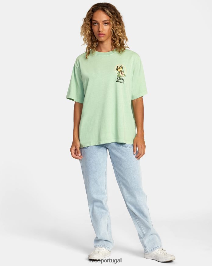 roupas RVCA mulheres camiseta hibisco havaí espuma do mar N00F2H240