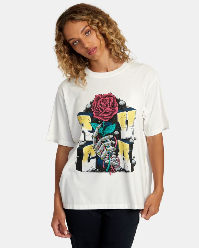 roupas RVCA mulheres camiseta mandróide branco vintage N00F2H269