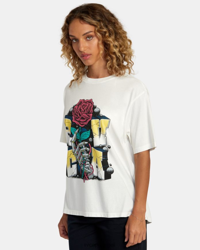 roupas RVCA mulheres camiseta mandróide branco vintage N00F2H269