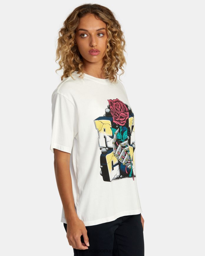roupas RVCA mulheres camiseta mandróide branco vintage N00F2H269