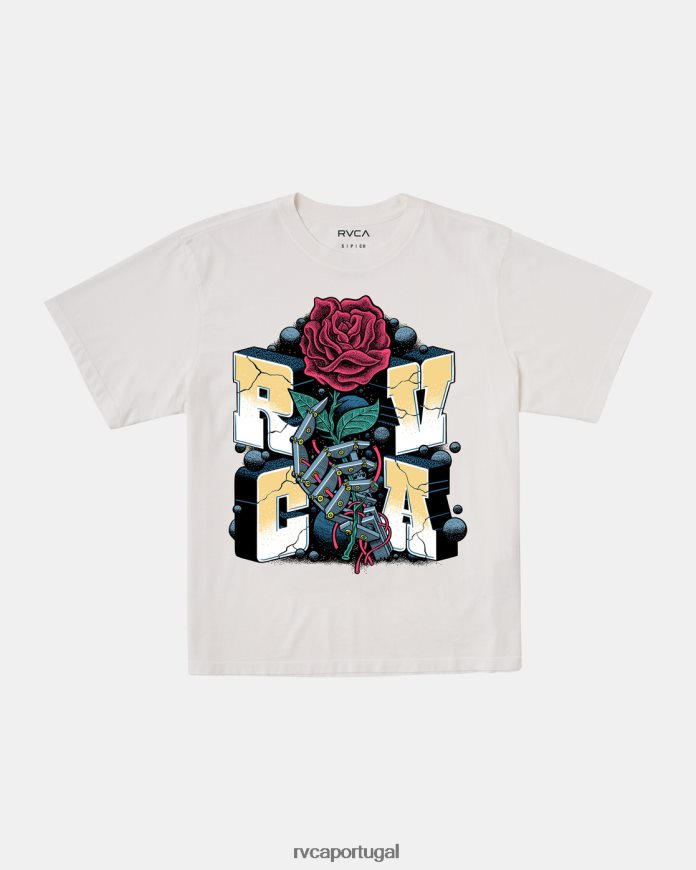 roupas RVCA mulheres camiseta mandróide branco vintage N00F2H269