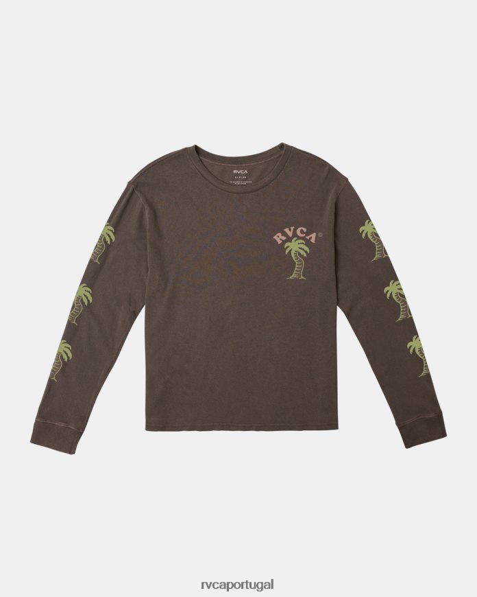 roupas RVCA mulheres camiseta manga longa va palm Java N00F2H1075