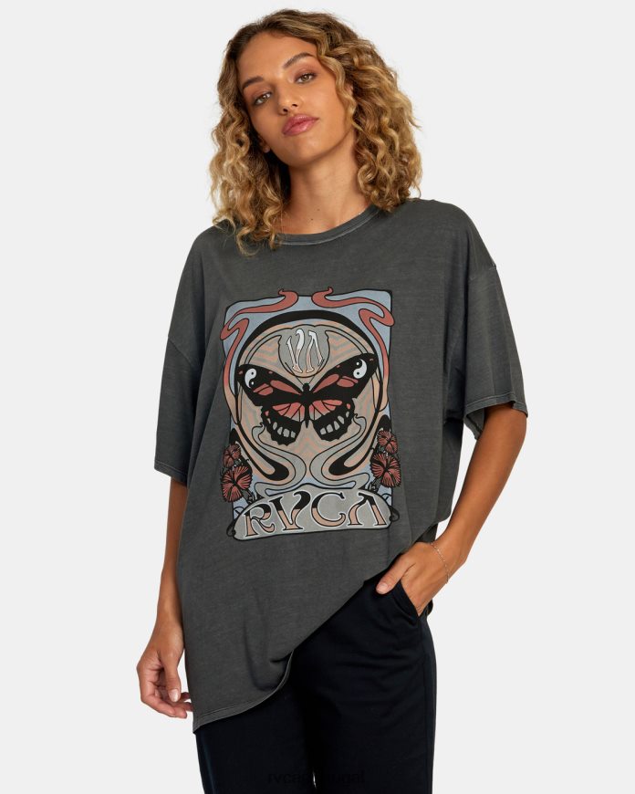roupas RVCA mulheres camiseta nova pirata preto N00F2H1115