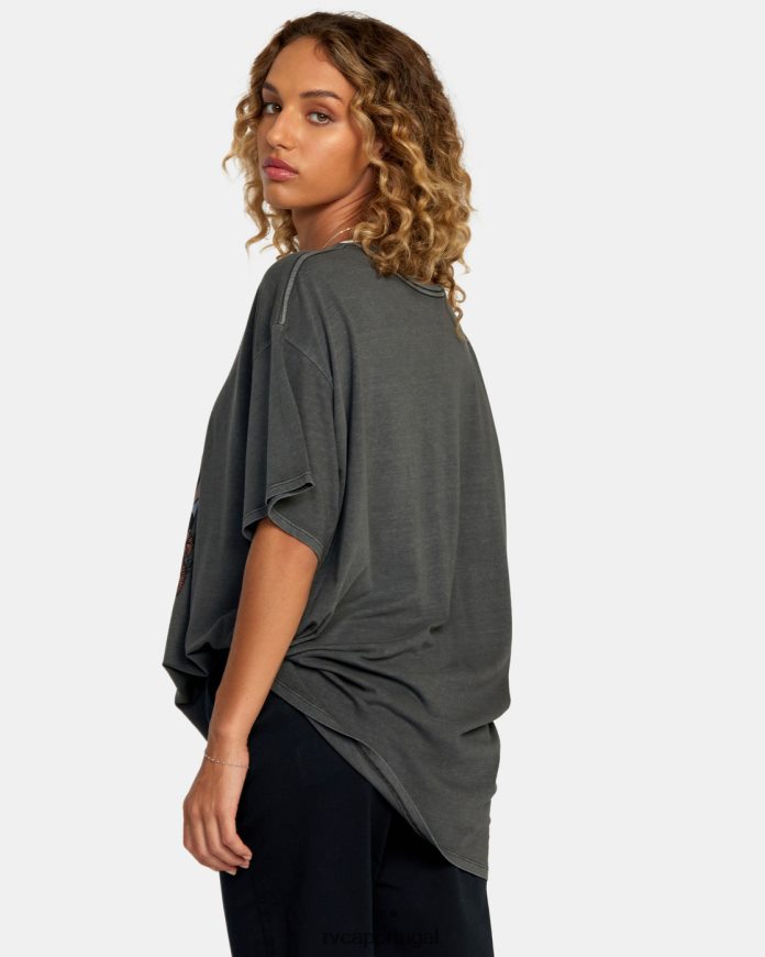 roupas RVCA mulheres camiseta nova pirata preto N00F2H1115