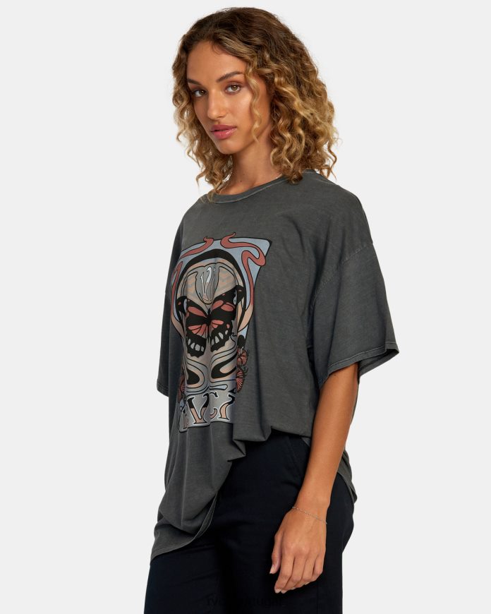 roupas RVCA mulheres camiseta nova pirata preto N00F2H1115