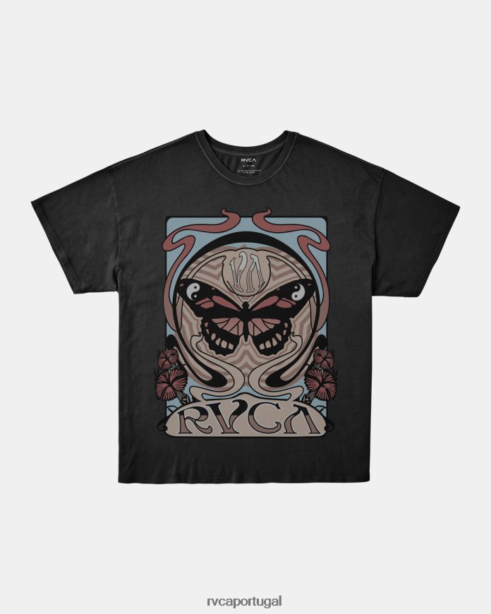 roupas RVCA mulheres camiseta nova pirata preto N00F2H1115