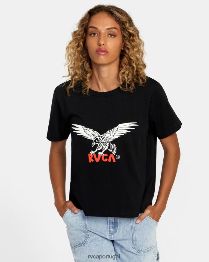 roupas RVCA mulheres camiseta patriota preto N00F2H1247