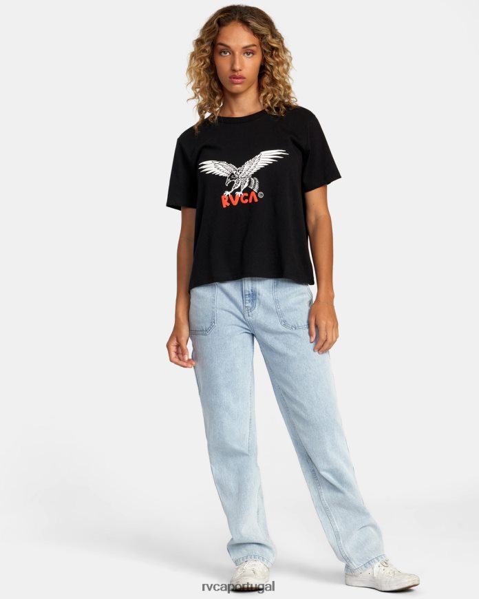 roupas RVCA mulheres camiseta patriota preto N00F2H1247