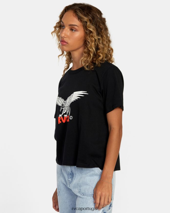 roupas RVCA mulheres camiseta patriota preto N00F2H1247