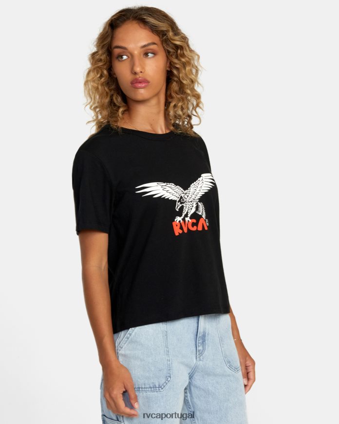 roupas RVCA mulheres camiseta patriota preto N00F2H1247