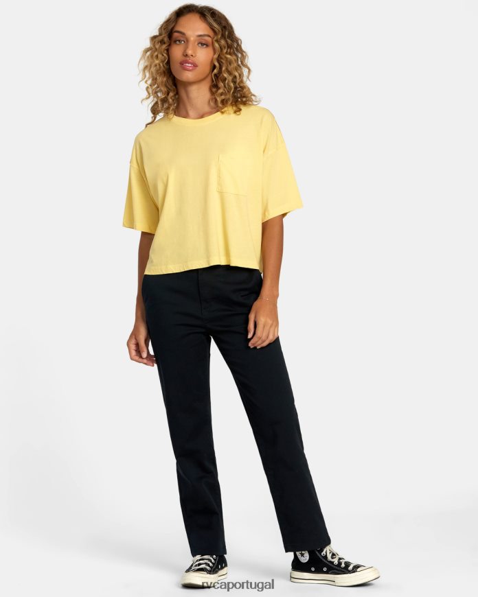 roupas RVCA mulheres camiseta ptc dourado N00F2H1172