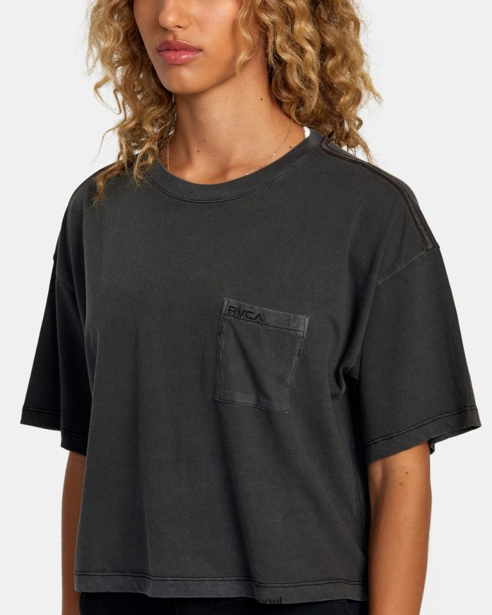 roupas RVCA mulheres camiseta ptc preto N00F2H1175