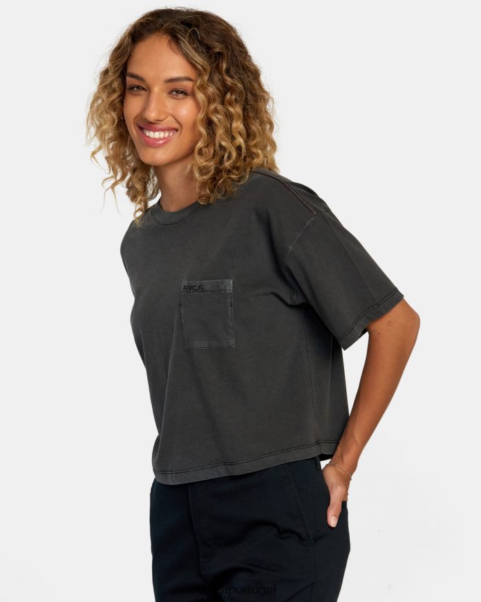 roupas RVCA mulheres camiseta ptc preto N00F2H1175