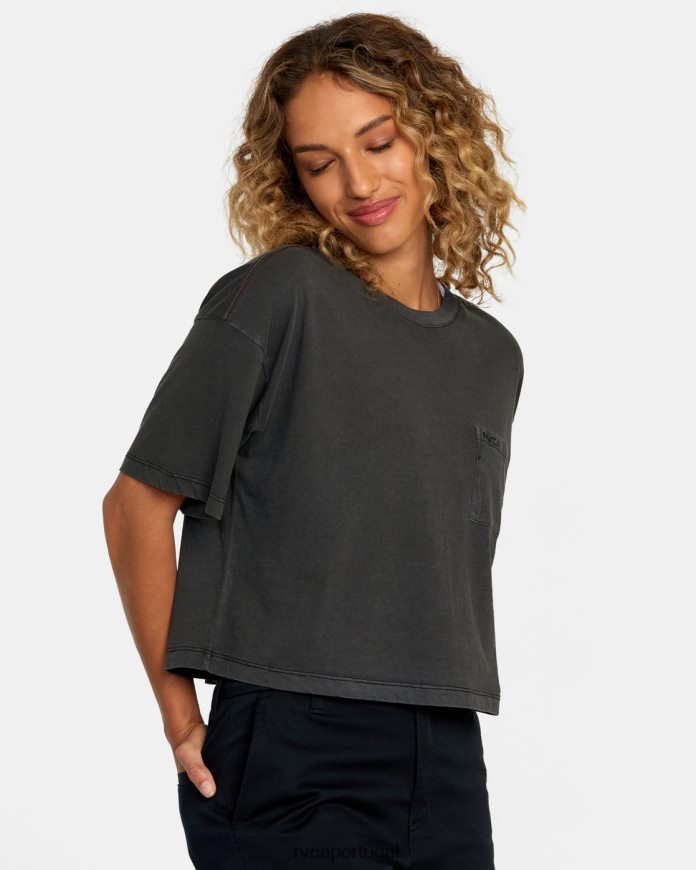 roupas RVCA mulheres camiseta ptc preto N00F2H1175