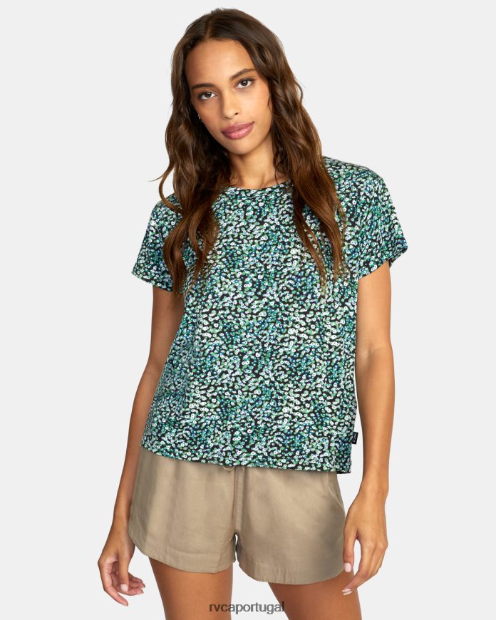 roupas RVCA mulheres camiseta recesso 3 com gola redonda Palma N00F2H1338