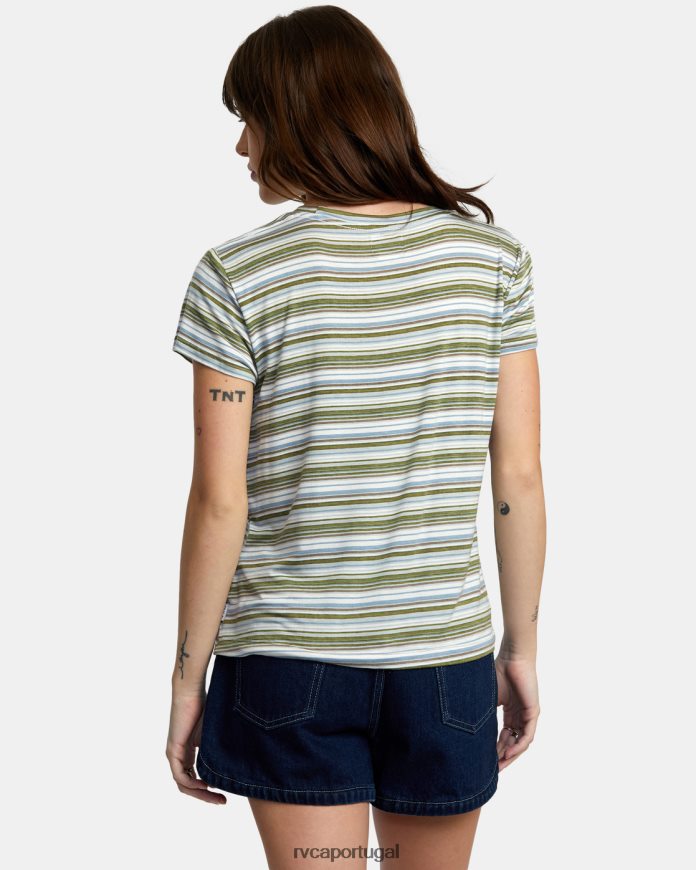 roupas RVCA mulheres camiseta recesso 3 com gola redonda pulverizador de mar N00F2H1337