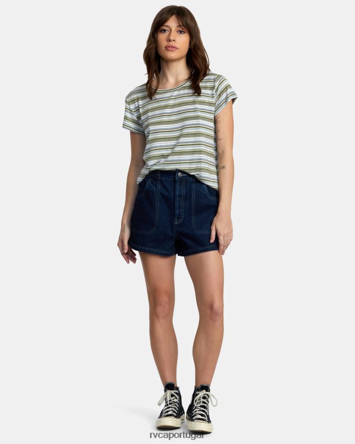 roupas RVCA mulheres camiseta recesso 3 com gola redonda pulverizador de mar N00F2H1337