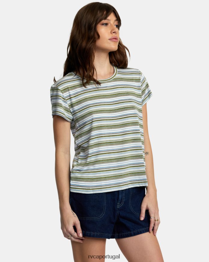 roupas RVCA mulheres camiseta recesso 3 com gola redonda pulverizador de mar N00F2H1337