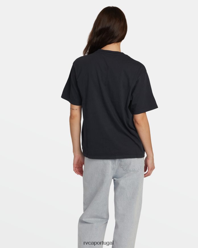 roupas RVCA mulheres camiseta redemoinho para qualquer dia preto N00F2H1366
