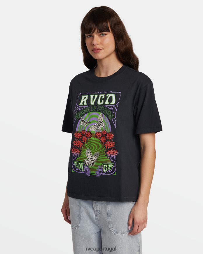 roupas RVCA mulheres camiseta redemoinho para qualquer dia preto N00F2H1366