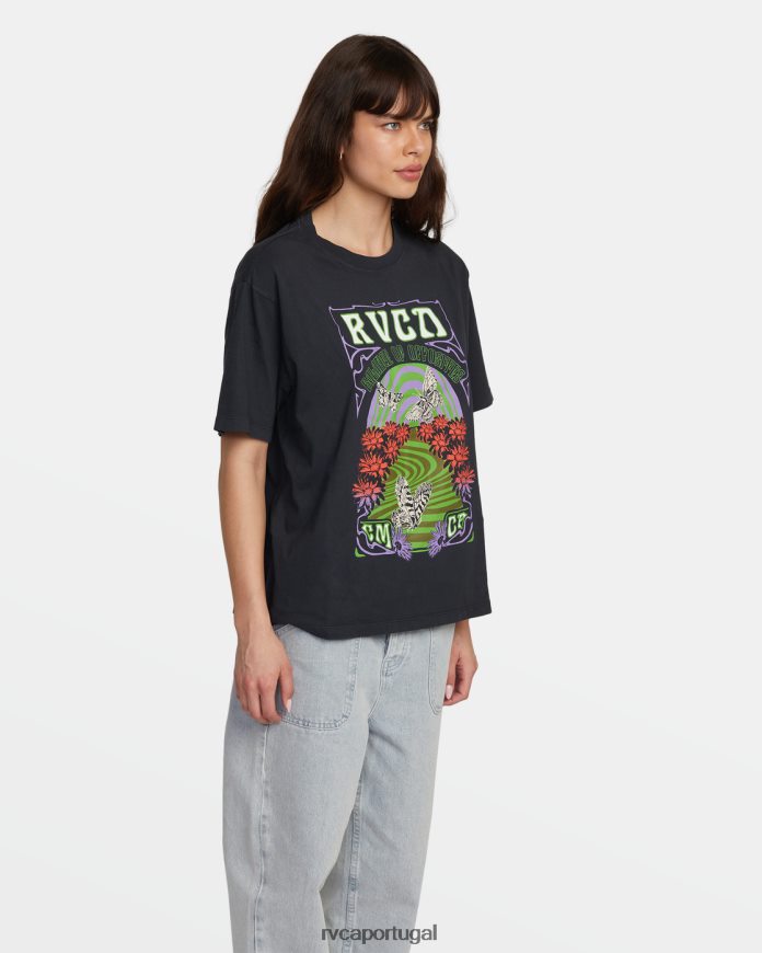 roupas RVCA mulheres camiseta redemoinho para qualquer dia preto N00F2H1366