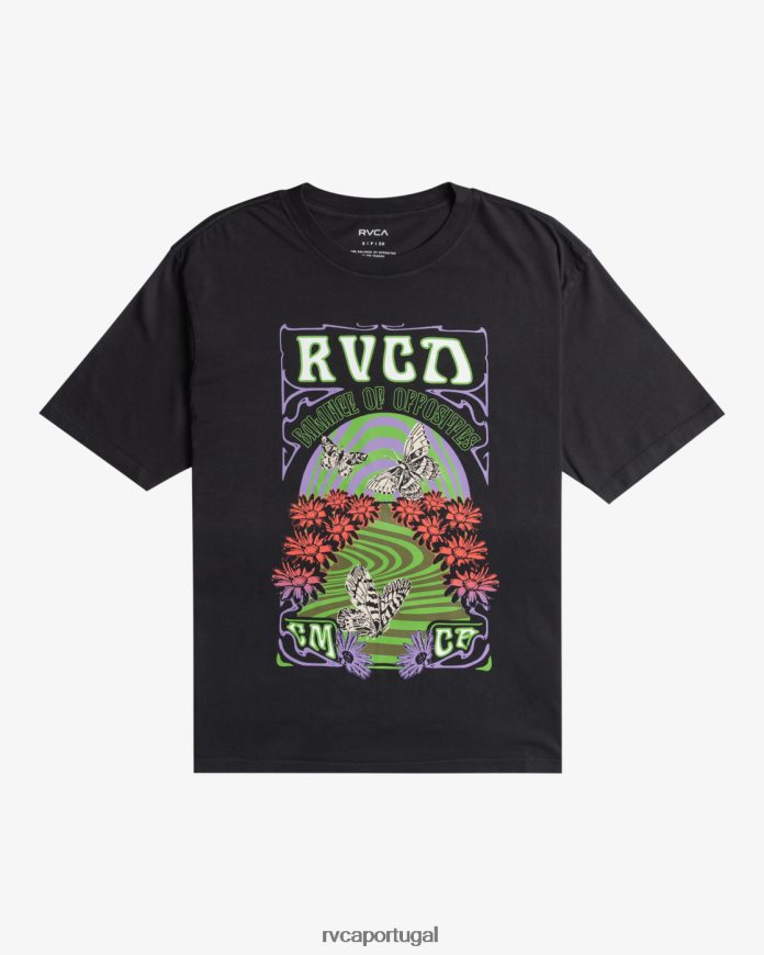 roupas RVCA mulheres camiseta redemoinho para qualquer dia preto N00F2H1366