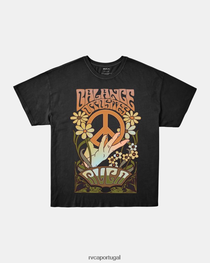 roupas RVCA mulheres camiseta revolta preto N00F2H1192