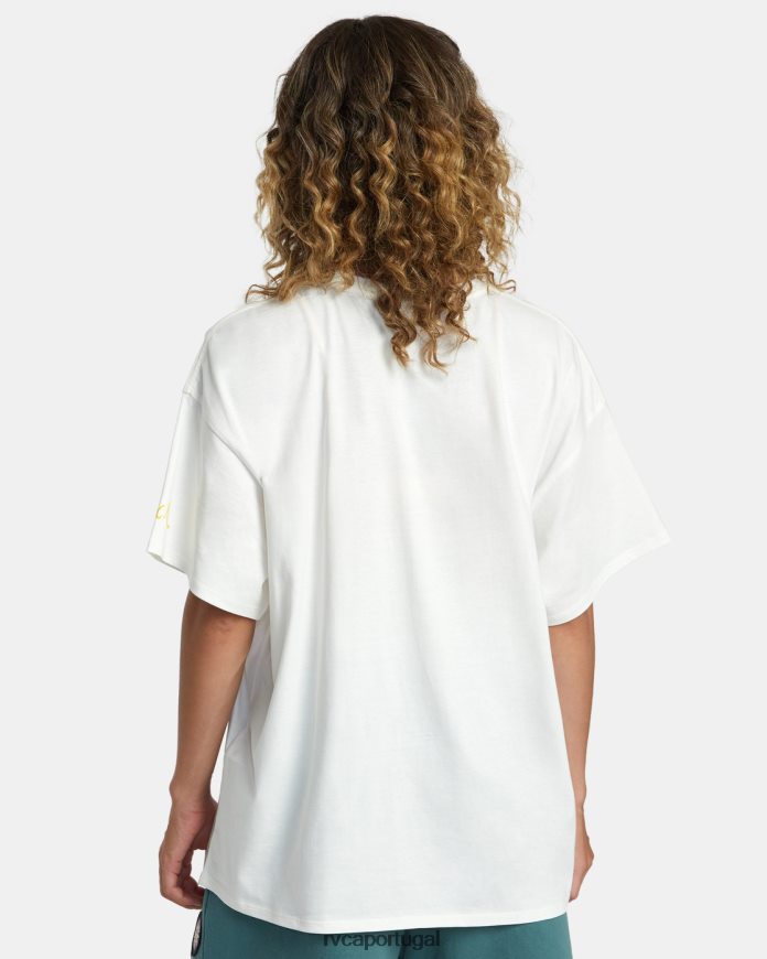roupas RVCA mulheres camiseta rosa machado yin yang branco vintage N00F2H201
