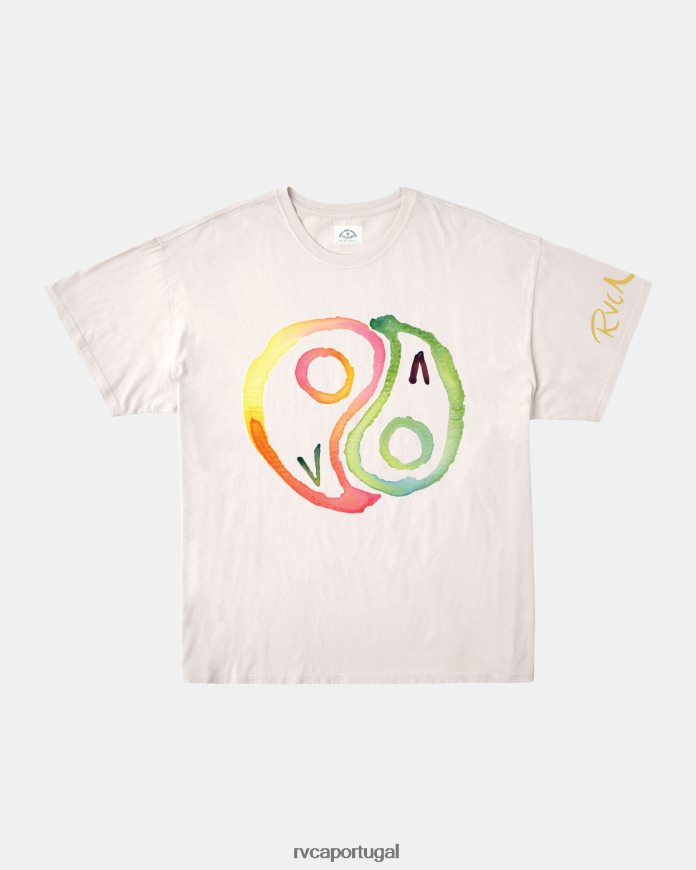 roupas RVCA mulheres camiseta rosa machado yin yang branco vintage N00F2H201