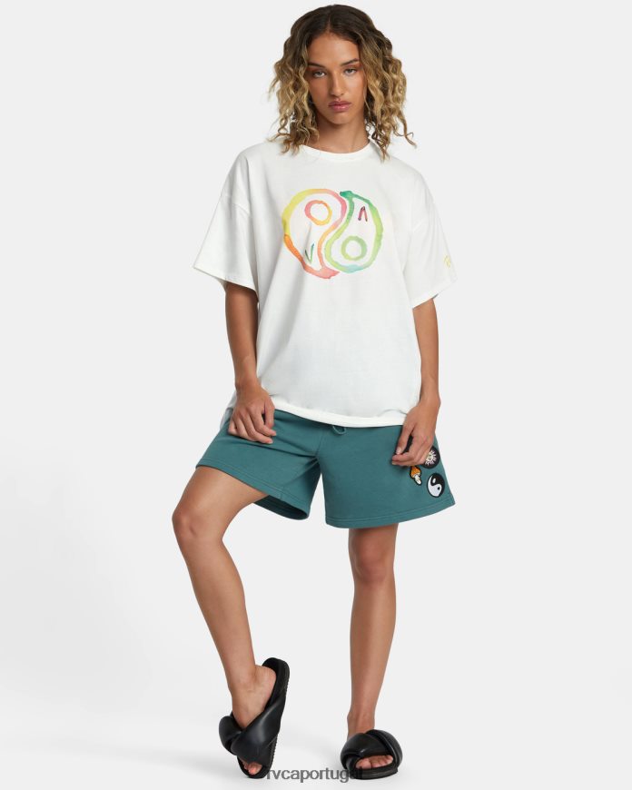roupas RVCA mulheres camiseta rosa machado yin yang branco vintage N00F2H201