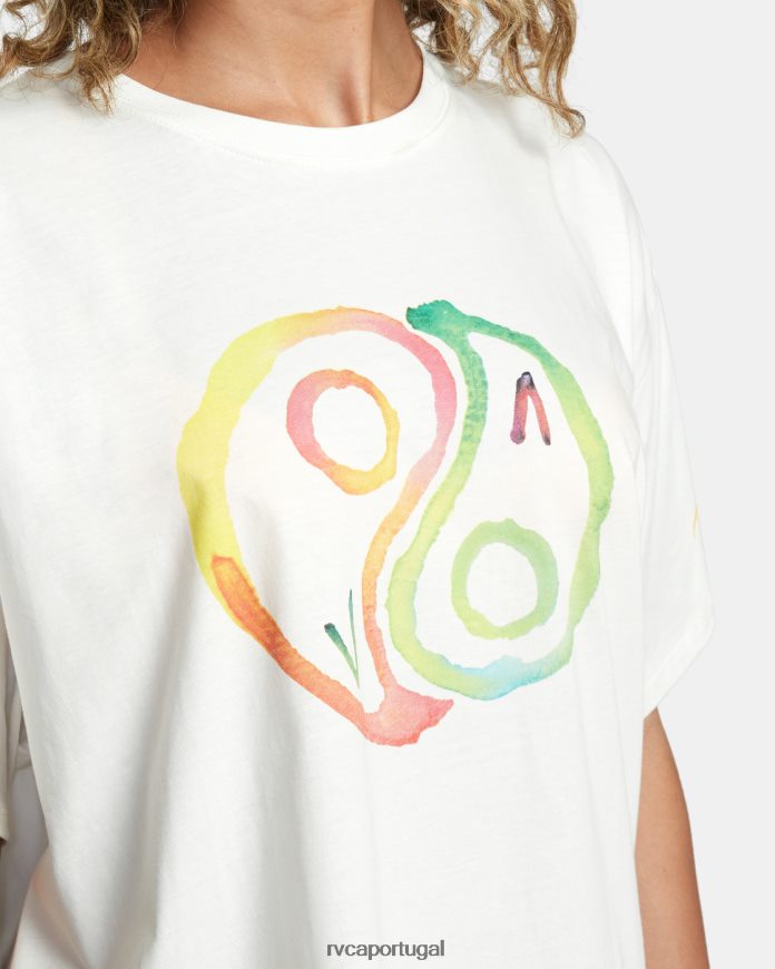 roupas RVCA mulheres camiseta rosa machado yin yang branco vintage N00F2H201