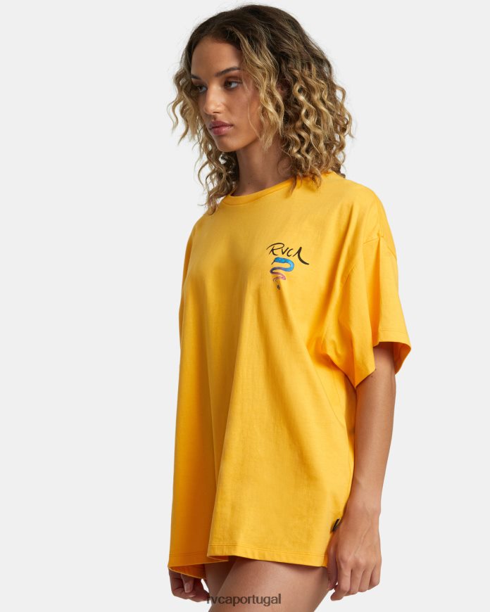 roupas RVCA mulheres camiseta rose machado cobra calêndula N00F2H229
