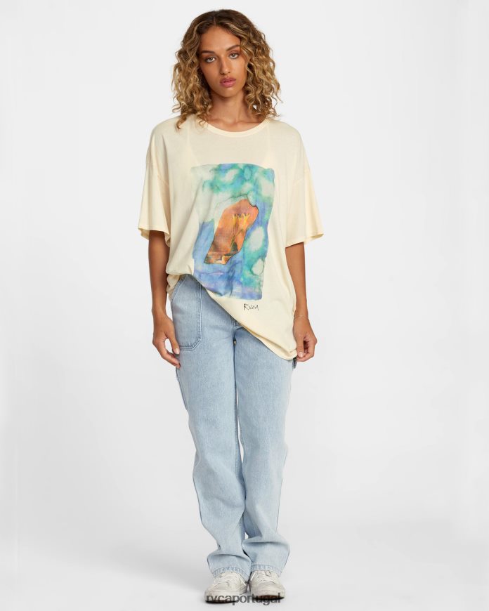roupas RVCA mulheres colin sussingham camiseta flutuante creme N00F2H119
