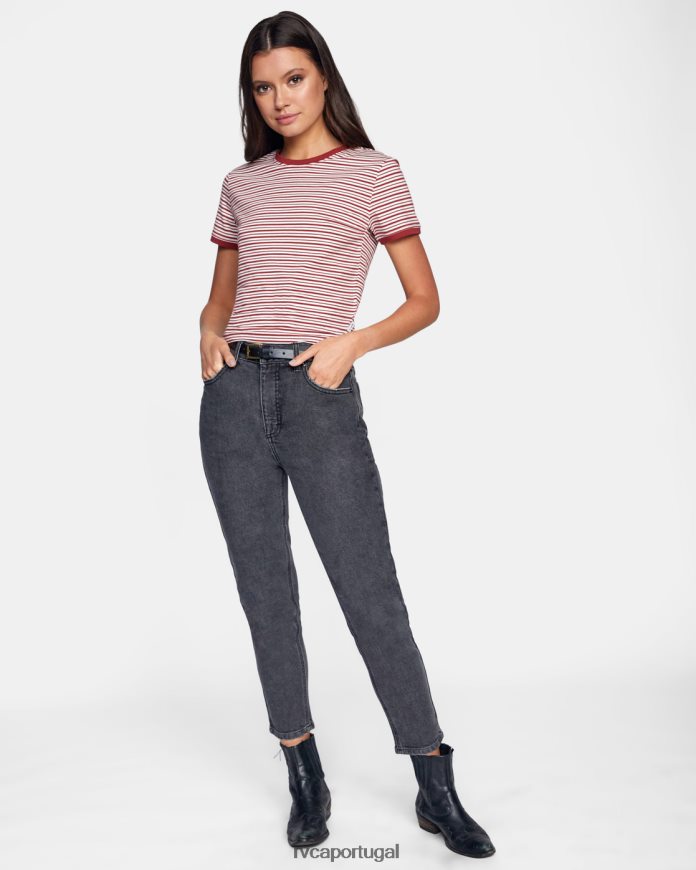 roupas RVCA mulheres com certeza camiseta vermelho empoeirado N00F2H1320