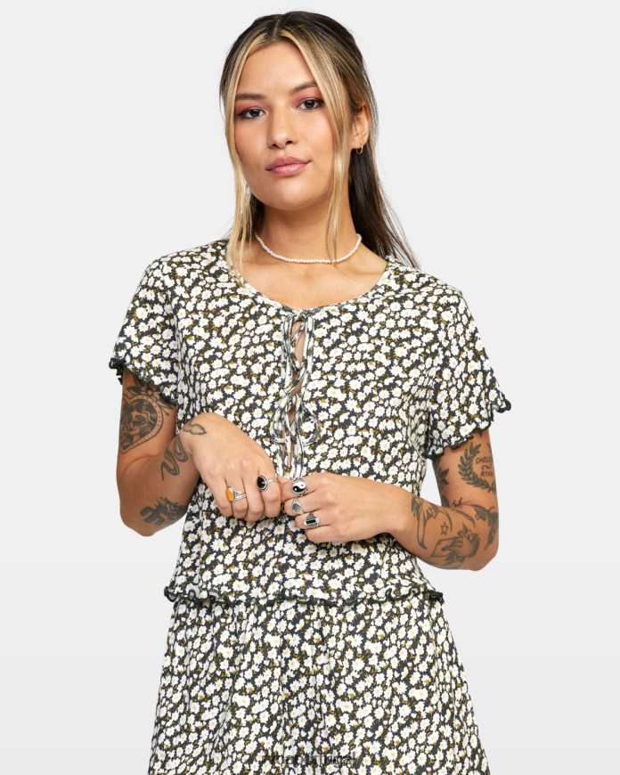 roupas RVCA mulheres em seus sonhos blusa de malha pointelle preto N00F2H1625