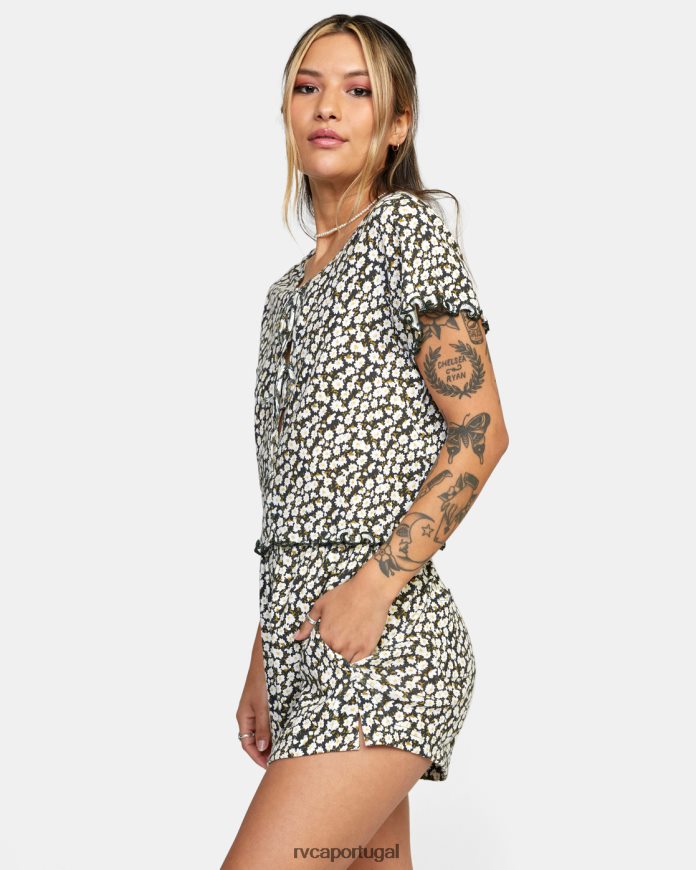 roupas RVCA mulheres em seus sonhos blusa de malha pointelle preto N00F2H1625