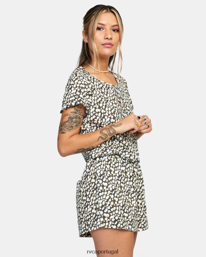 roupas RVCA mulheres em seus sonhos blusa de malha pointelle preto N00F2H1625