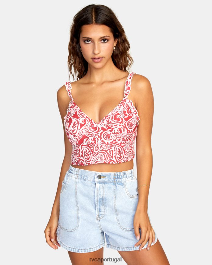 roupas RVCA mulheres regata cropped amor terra vermelha N00F2H1445