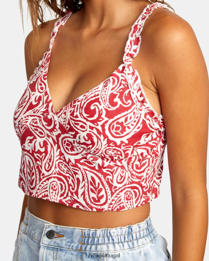 roupas RVCA mulheres regata cropped amor terra vermelha N00F2H1445