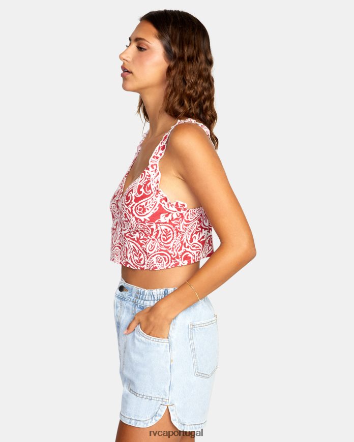 roupas RVCA mulheres regata cropped amor terra vermelha N00F2H1445