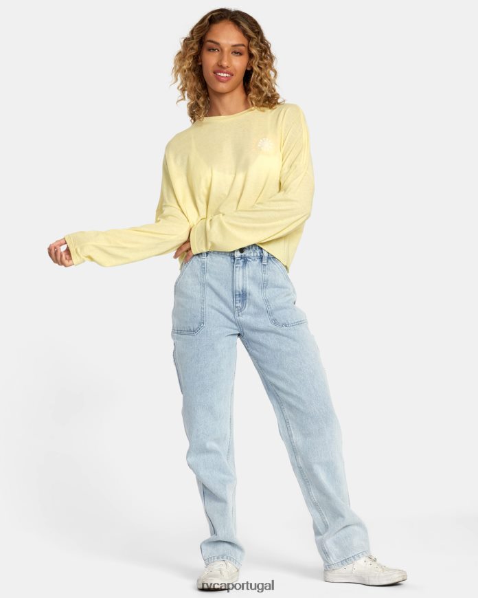 roupas RVCA mulheres sol camiseta manga longa dourado N00F2H1194