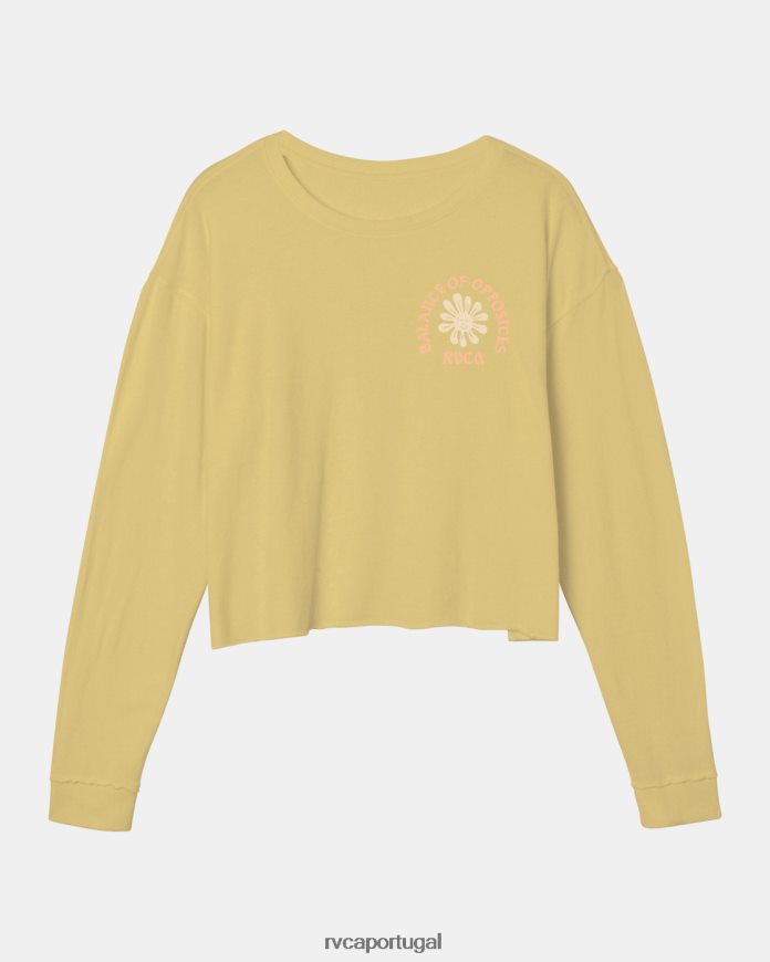roupas RVCA mulheres sol camiseta manga longa dourado N00F2H1194