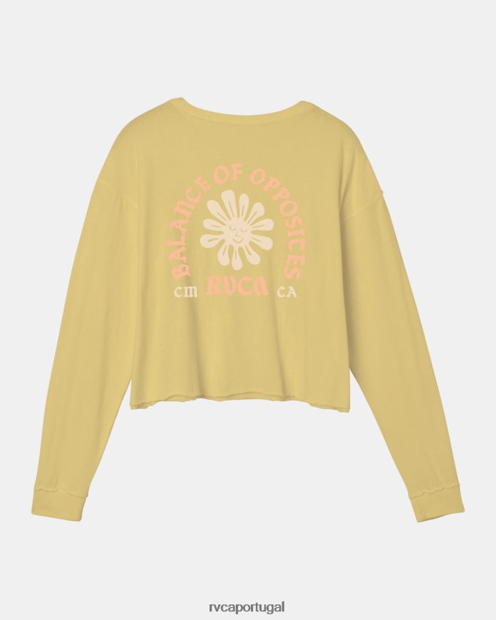 roupas RVCA mulheres sol camiseta manga longa dourado N00F2H1194