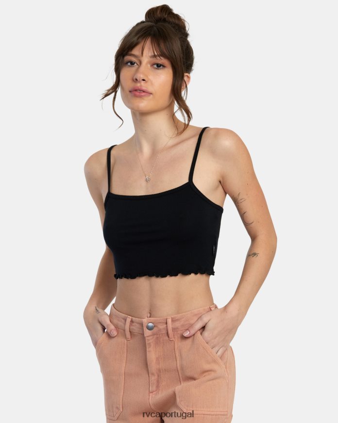 roupas RVCA mulheres toda aquela regata preto N00F2H1414