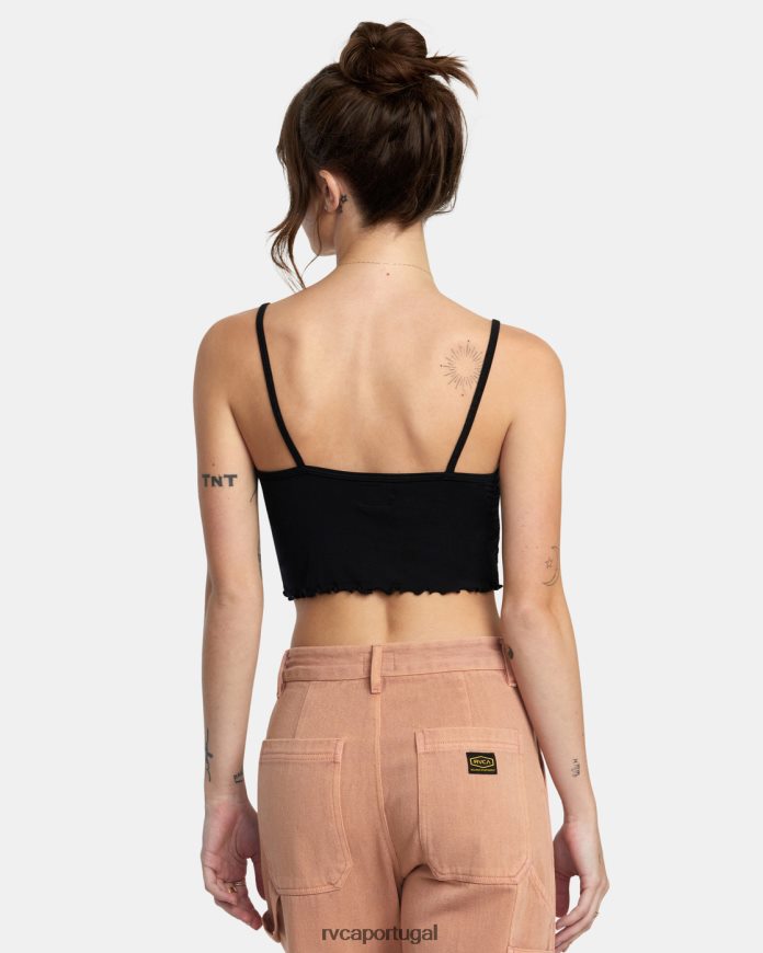 roupas RVCA mulheres toda aquela regata preto N00F2H1414