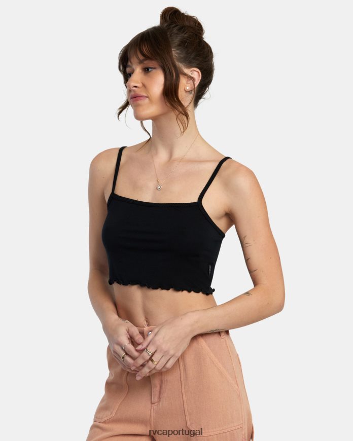 roupas RVCA mulheres toda aquela regata preto N00F2H1414